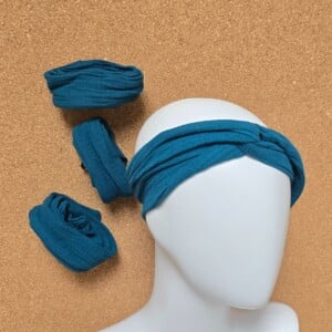 Haarband mousseline met draad | teal | kobalt | handgemaakt | vormbaar | meerdere draagwijzen