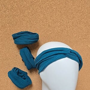 Haarband mousseline met draad | teal | kobalt | handgemaakt | vormbaar | meerdere draagwijzen