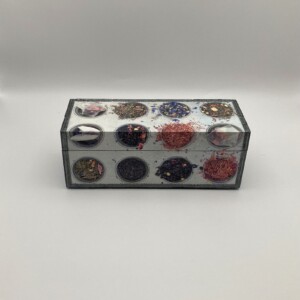 Handgedecoreerd bamboe theekistje “Industrieel”