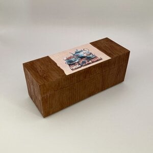 Handgedecoreerd bamboe theekistje met houtnerf look