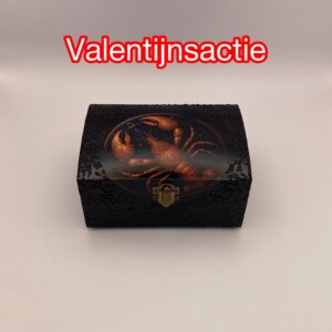 Handgedecoreerde bamboe sieradendoos met het sterrenbeeld Kreeft