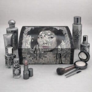 Handgedecoreerde houten sieradendoos ‘Beauty in Black, White and Grey’