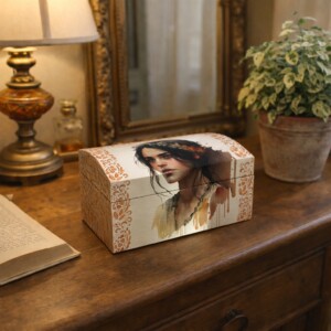 Handgedecoreerde houten sieradendoos ‘Hobo Girl’