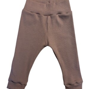 Handgemaakt baby broekje bruin rib