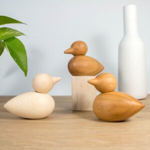 Houten eendjes wit en donker