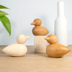 Houten eendjes wit en donker