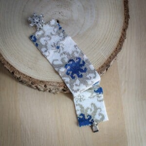 Ijsbloemen & Winter, peyote armband met winterster design