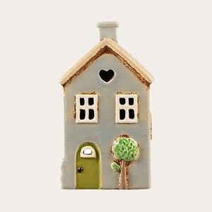 Keramieken Huisje Blauw met Boom