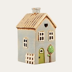 Keramieken Huisje Blauw met Boom