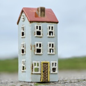 Keramieken Huisje Hoog Lichtblauw