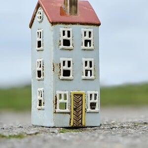 Keramieken Huisje Hoog Lichtblauw