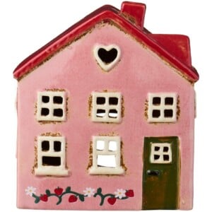 Keramieken Huisje Roze met Aardbeienplant