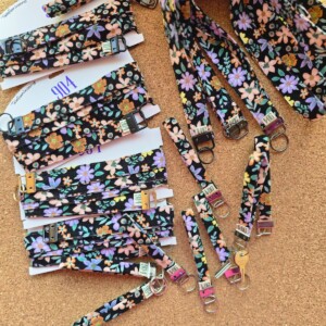 Keycord vlak | handgemaakt | babyrib | bloemen | Atelier 904