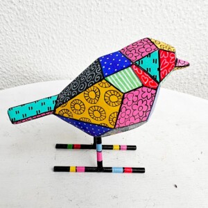 Kleine Vogel - Handgeschilderd Kleurrijk Beeldje