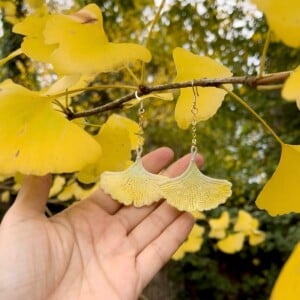 Micro gehaakte ginkgo blad oorbellen