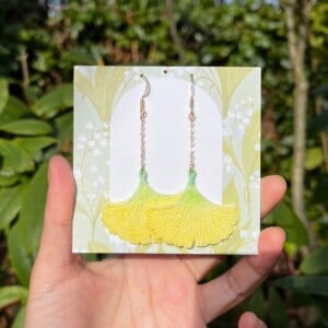 Micro gehaakte ginkgo blad oorbellen