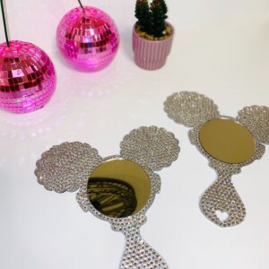 Painted & Bedazzled Afro Girl – Laser Cut Wood met Spiegel zilver