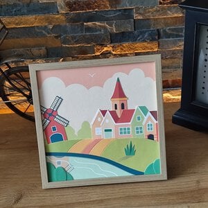 Paper cut-out art – handgemaakte illustraties: Zomerse dorpsidylle