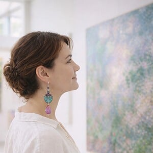 Poëtisch & Kunstzinnig, impressionistische oorbellen geïnspireerd op "Monets" waterlelies