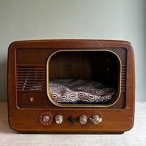 Retro kattenmand / hondenmand Philips TV bruin