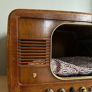 Retro kattenmand / hondenmand Philips TV bruin