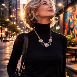 Retro & Radiant, statement ketting met handgemaakte glaskralen