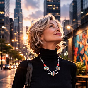 Retro & Radiant, statement ketting met handgemaakte glaskralen
