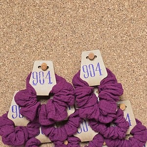 Scrunchie van double gauze | Bordeaux | lila | handgemaakt | meerdere kleuren | Atelier 904