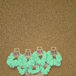 Scrunchie van double gauze | groen | lime groen / mint | handgemaakt | meerdere kleuren | Atelier 904