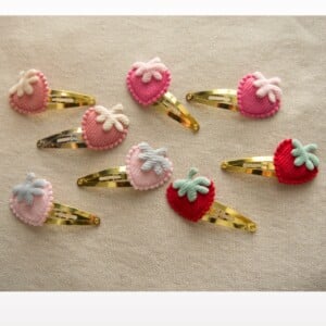 Set haarspelden Aardbei (goud, 4cm)