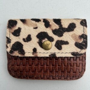 Slangenprint Pasjes portemonnee van leer, 3 vakken.