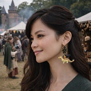 Speels & Fantasierijk – Handgemaakte statement oorbellen met gele draken en goud vermeil..