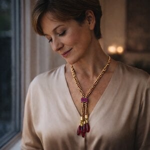 Tijdloos & Verfijnd, Luxe ketting met tourmalijnkwarts en 24k vergulde kralen