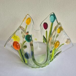 Waxinelicht kleurrijke bloemen