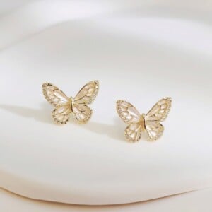 14K Vergulde Vlinder Oorbellen – S925 Zilver