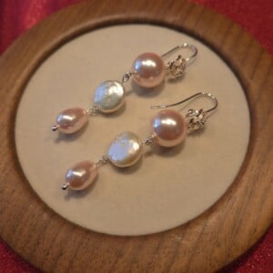 925 zilveren oorbellen met roosjes, kristal- en zoetwaterparels