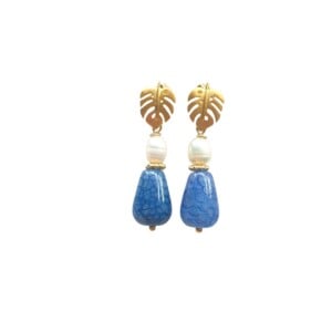 Agaat en parel oorbellen