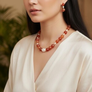 Agaat en parels ketting