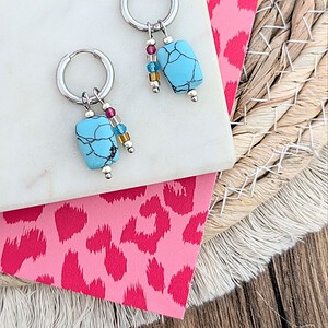 Colourful naturestone oorbellen zilver