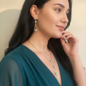 Fijne jade ketting- en oorbellen set