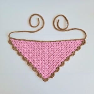 Gehaakte bandana | Lichtroze en lichtbruin