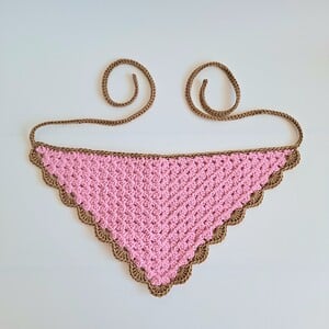 Gehaakte bandana | Lichtroze en lichtbruin