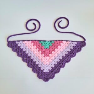 Gehaakte bandana | Turquoise, knalroze, lichtroze, lila en paars