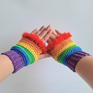 Gehaakte handschoenen - gehaakte vingerloze handschoenen | Regenboog