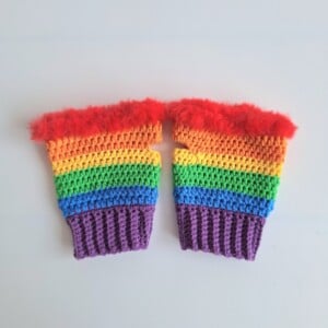 Gehaakte handschoenen - gehaakte vingerloze handschoenen | Regenboog