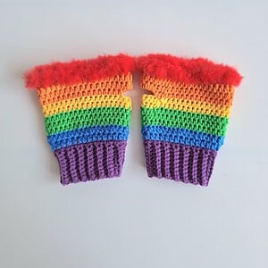 Gehaakte handschoenen - gehaakte vingerloze handschoenen | Regenboog