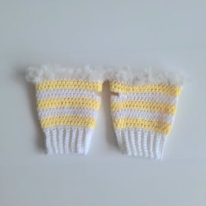 Gehaakte handschoenen - gehaakte vingerloze handschoenen | Wit en geel