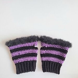 Gehaakte handschoenen - gehaakte vingerloze handschoenen | Zwart en paars