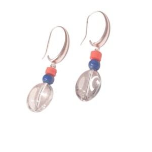 Glas en lapis lazuli oorbellen