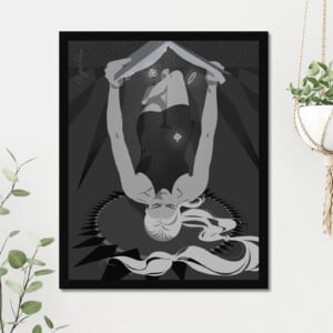 Gotische kunstprint met boekthema, 40 x 50 cm, wanddecoratie